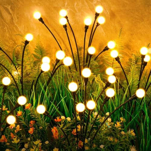 ASMAD Solar Garden 灯,4 装 32 LED Solar 户外 灯,户外 装饰 灯,Solar Swaying 灯,Firefly 灯 适用于 Patio Pathway 户外 装饰,大号 灯泡 Solar Swaying 灯