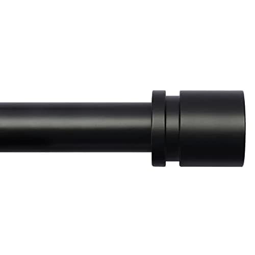 Byondeth 窗帘 Rods 适用于 Windows 16至144 英寸 可调节 Length 1 英寸 Diameter 窗户 窗帘 Rod 带 Aluminium Finials,黑色