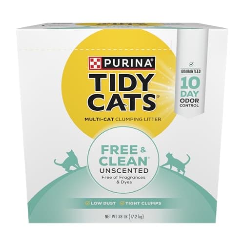 Purina Tidy 猫 结团 猫砂,免费&清洁 Unscented 多功能 猫砂-38磅. 盒