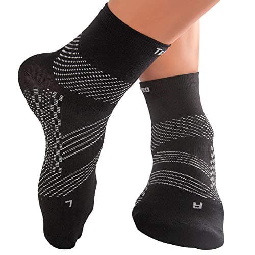 TechWare 专业版 Ankle 压缩 袜子-Plantar Fasciitis 袜子. Ankle Brace&Foot 支撑. (黑色 中号)