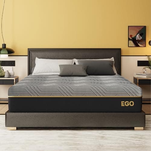 EGOHOME 12 英寸 大号 床垫,铜 凝胶 Cooling 记忆棉 床垫 适用于 后背 疼痛 缓解,Therapeutic 双层 Matress 床 内置 a 盒,CertiPUR-US 认证,60x80x12 黑色