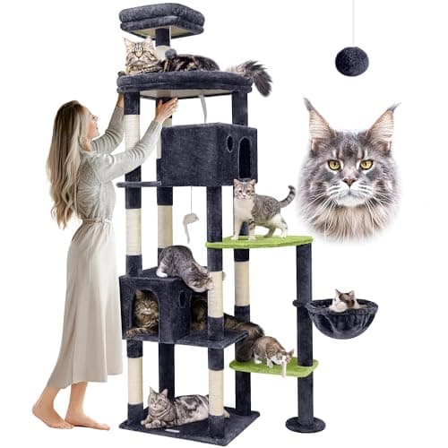 Globlazer F83 Giant 猫爬架,83 英寸 猫爬架 适用于 室内 猫 大号 成人,XXL 猫 塔式 带 9 抓挠 猫爬柱 适用于 20磅+重型 大号 成人 猫,深色 灰色