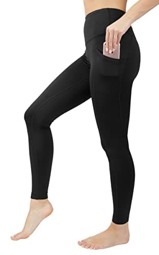 90 Degree 由 Reflex 高 Waist 法兰绒 衬里 打底裤 带 侧边 口袋-瑜伽 裤子-黑色 带 口袋-XS