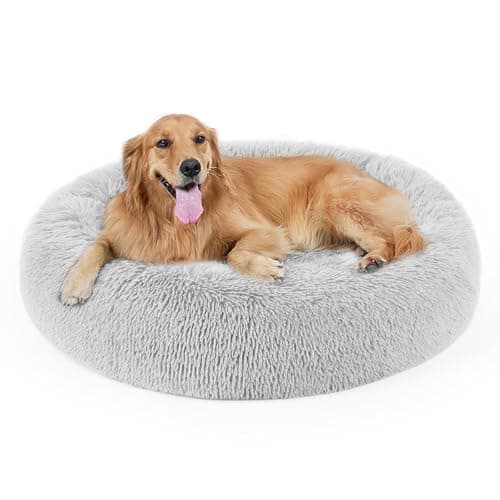 狗 床,猫 Calming 床,Faux Fur 枕头 宠物 Donut Cuddler 圆形 毛绒 床 适用于 大号 中号 小型 狗 和猫