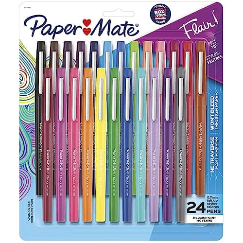 纸 Mate Felt 提示 笔 Flair Marker 笔,中号 点,Assorted,24 粒