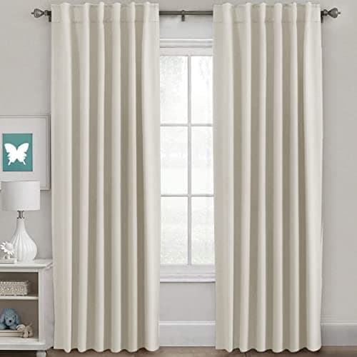 H.VERSAILTEX 光线 Reducing 窗帘 保温 Insulated 窗户 护理 面板 房间 Darkening Privacy Assured Drapes 适用于 客厅 后背 Tab/Rod 口袋 卧室 Drapes 2 面板,Ivory-52 x 84 英寸