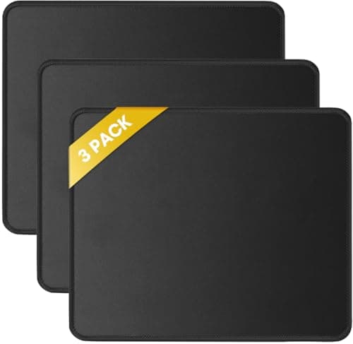 JIKIOU 3 装 鼠标 垫 带 Stitched Edge,舒适 鼠标 垫 带 防滑 橡胶 底座,可水洗 Mousepads 散装 带 Lycra Cloth,鼠标 垫 适用于 Computers 笔记本电脑 鼠标 10.2x8.3x0.12inch 黑色
